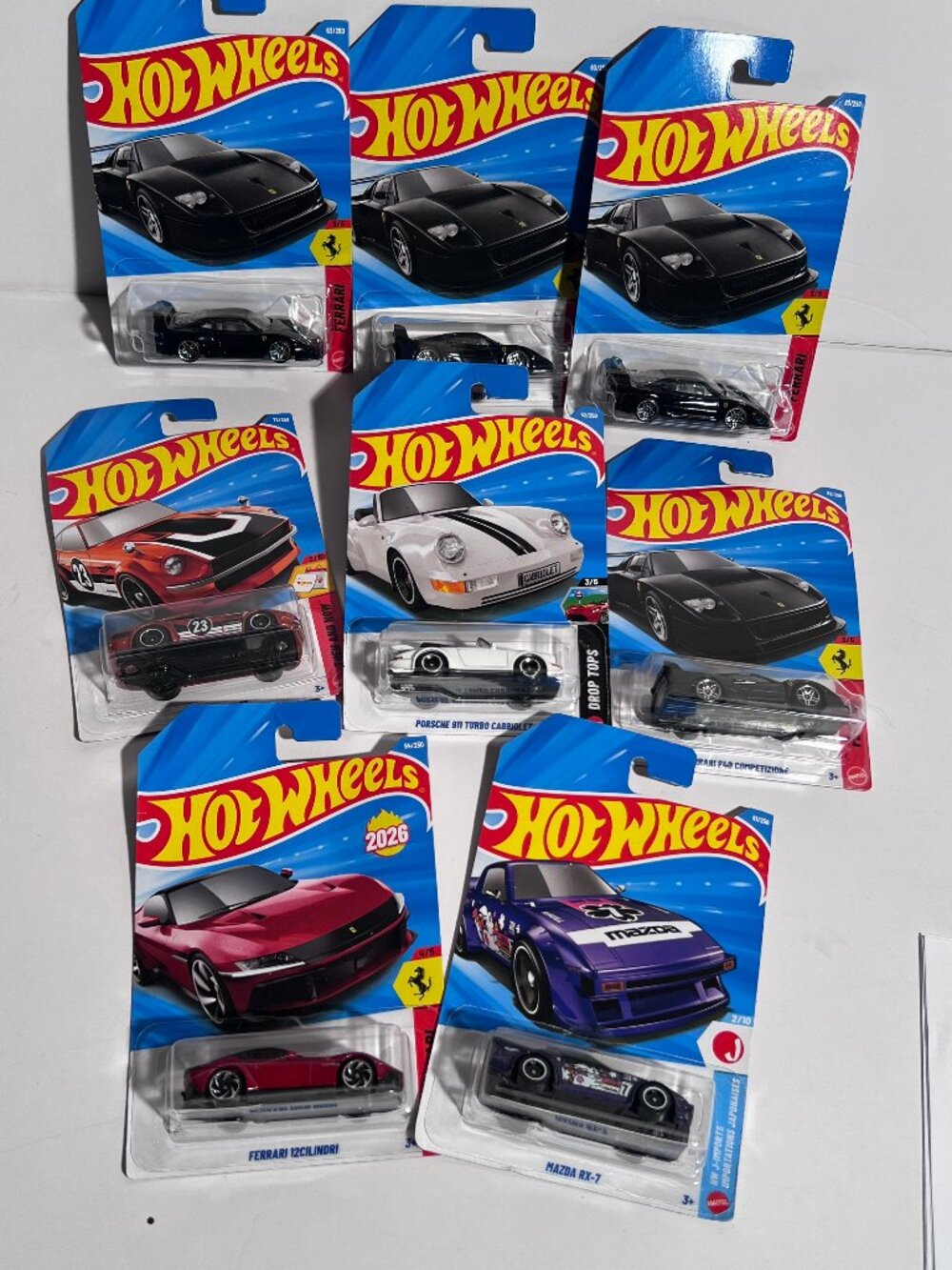 Hot Wheels Ferrari Porsche Mazda RX-7 Diecast Cars – Lot of 8 – New Sealed